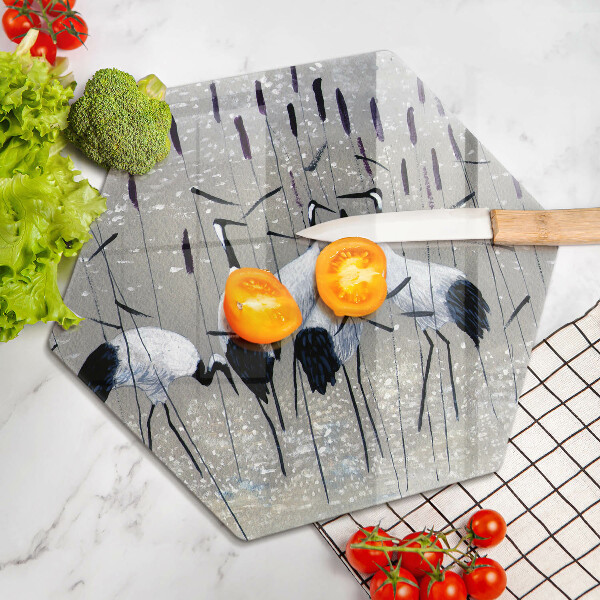 Üveg vágódeszka Japán daruk