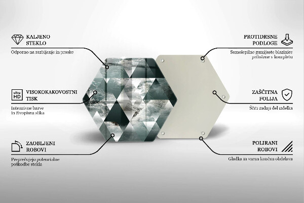 Üveg vágódeszka Háromszögek és víz