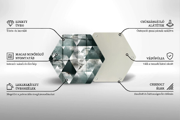 Üveg vágódeszka Háromszögek és víz