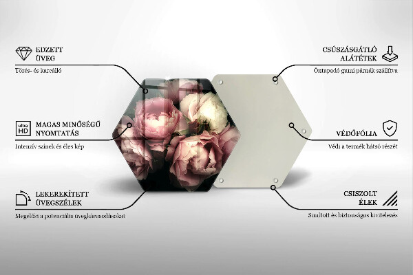 Üveg vágódeszka Bazsarózsa virágok