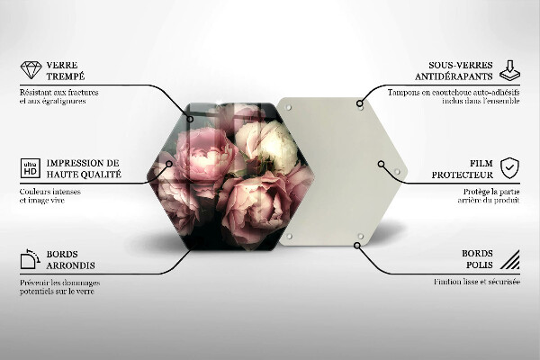 Üveg vágódeszka Bazsarózsa virágok