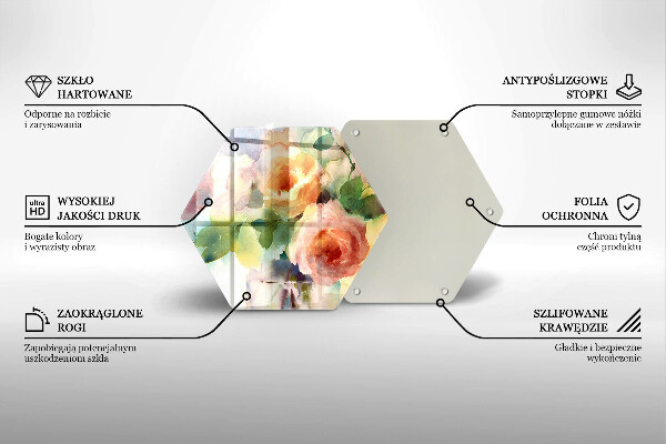 Üveg vágódeszka Festett virágok