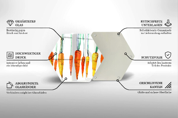 Üveg vágódeszka Sárgarépa illusztráció