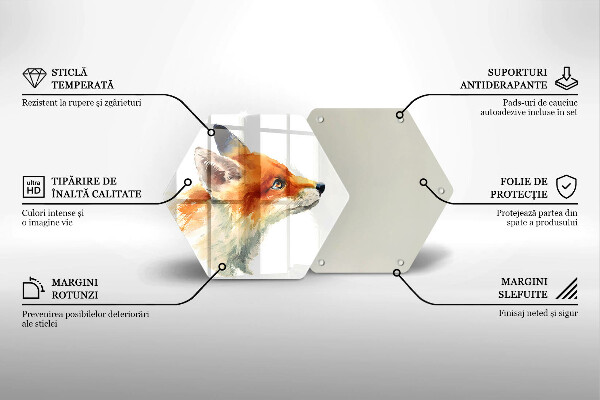 Üveg vágódeszka Festett róka