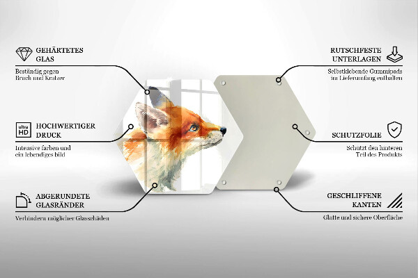 Üveg vágódeszka Festett róka