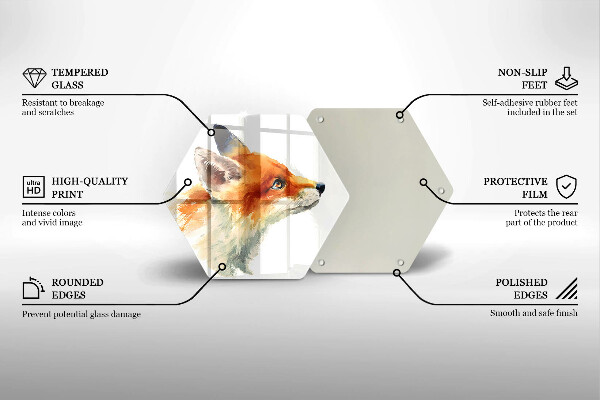 Üveg vágódeszka Festett róka