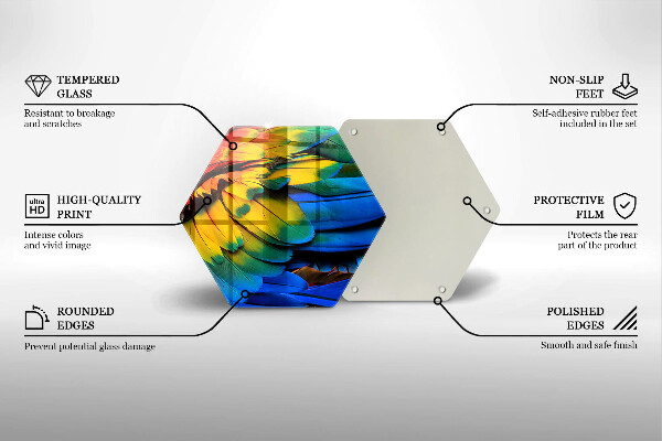 Üveg vágódeszka Színes papagáj toll