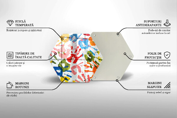 Üveg vágódeszka Gyermek kezek nyomai