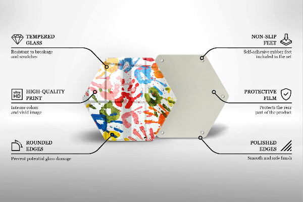 Üveg vágódeszka Gyermek kezek nyomai