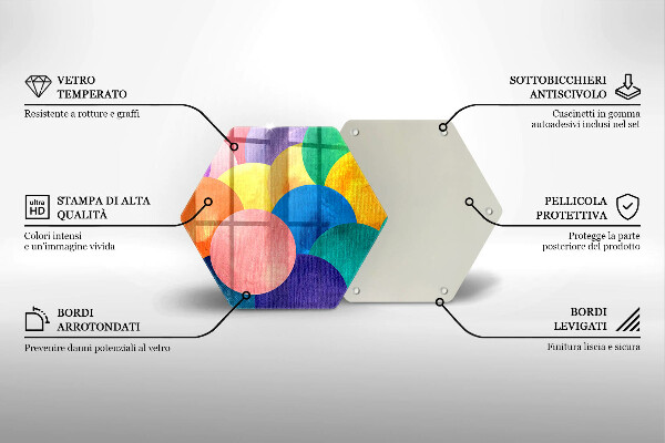 Üveg vágódeszka Színes körök