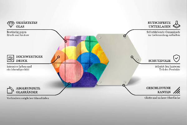 Üveg vágódeszka Színes körök