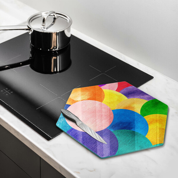 Üveg vágódeszka Színes körök