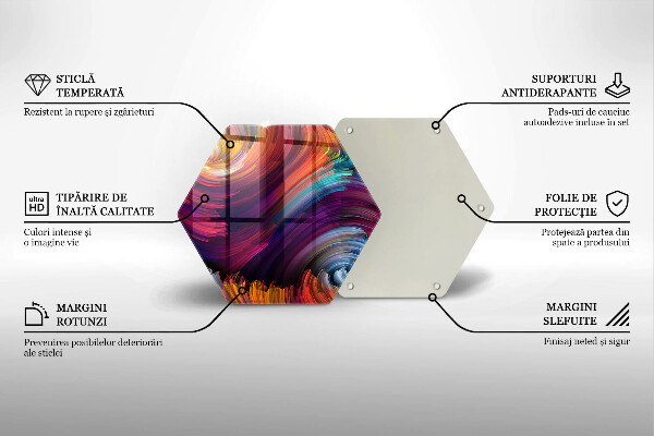 Üveg vágódeszka Színes kiemelések