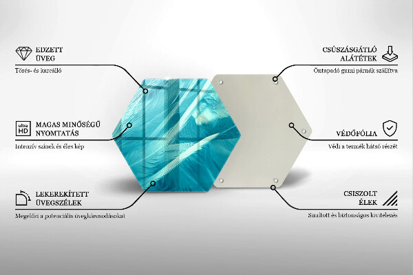 Üveg vágódeszka Finom tollak