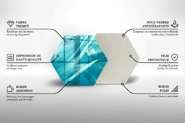 Üveg vágódeszka Finom tollak