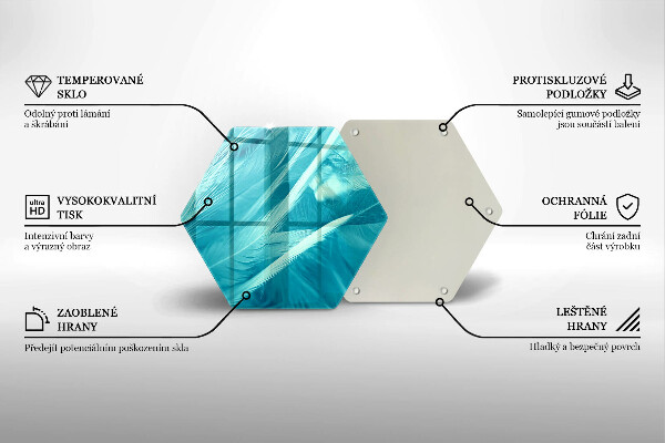 Üveg vágódeszka Finom tollak