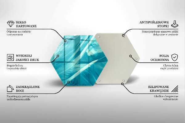 Üveg vágódeszka Finom tollak