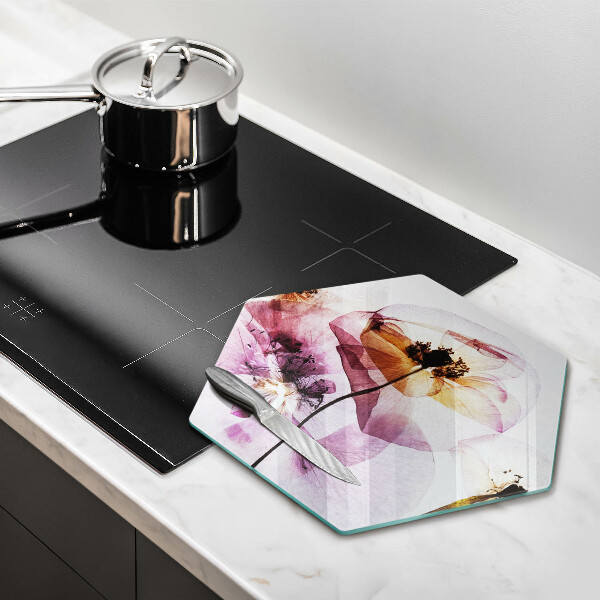 Üveg vágódeszka Finom virágok