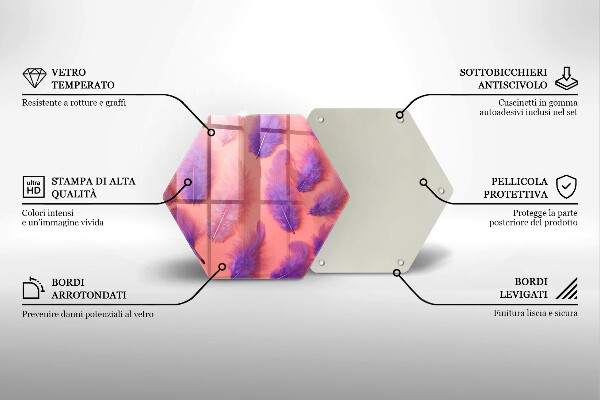 Üveg vágódeszka Bolyhos tollak