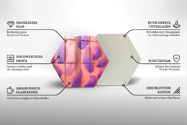 Üveg vágódeszka Bolyhos tollak