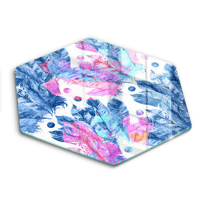 Üveg vágódeszka Tollak boho illusztráció