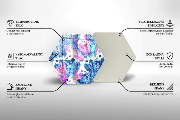 Üveg vágódeszka Tollak boho illusztráció