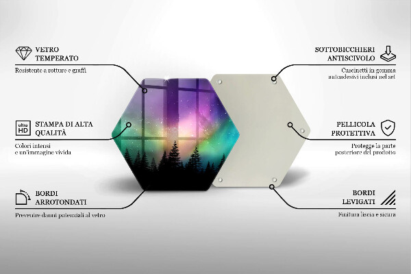 Üveg vágódeszka Aurora borealis és erdő