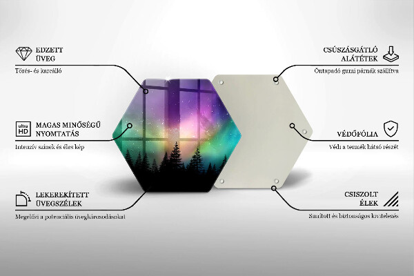 Üveg vágódeszka Aurora borealis és erdő