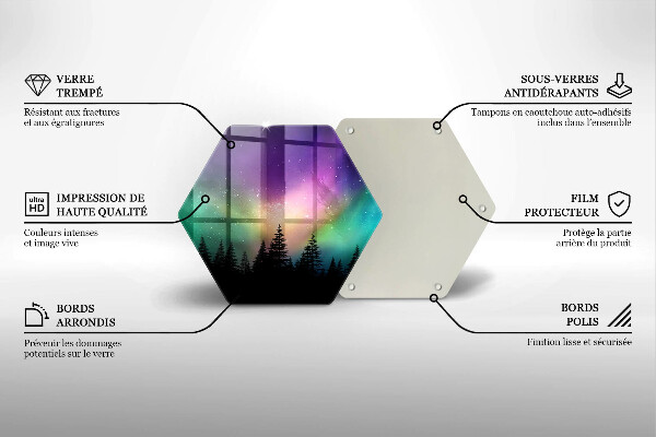 Üveg vágódeszka Aurora borealis és erdő