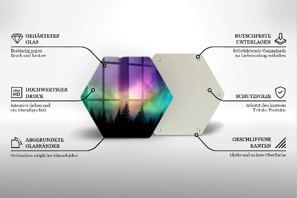Üveg vágódeszka Aurora borealis és erdő