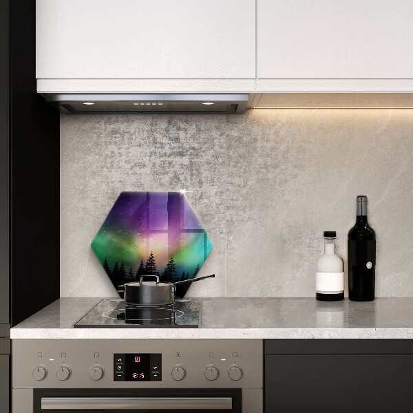 Üveg vágódeszka Aurora borealis és erdő