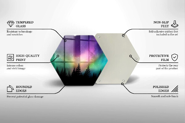 Üveg vágódeszka Aurora borealis és erdő