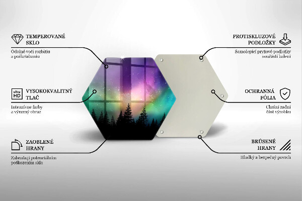 Üveg vágódeszka Aurora borealis és erdő