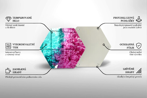 Üveg vágódeszka Türkiz-rózsaszín füst