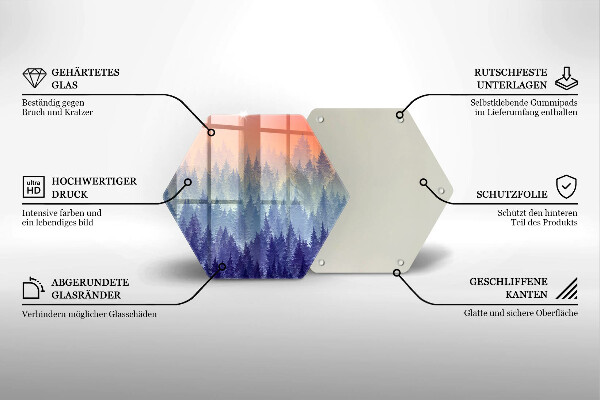 Üveg vágódeszka Erdő naplementekor