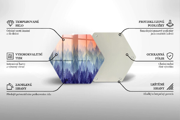 Üveg vágódeszka Erdő naplementekor