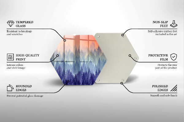 Üveg vágódeszka Erdő naplementekor