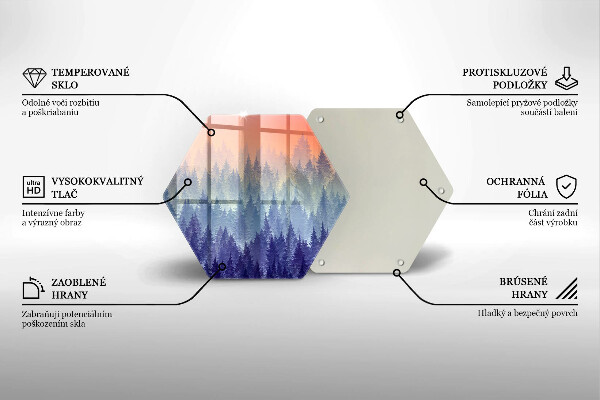 Üveg vágódeszka Erdő naplementekor
