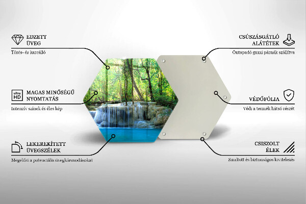 Üveg vágódeszka Vízesés az erdőben