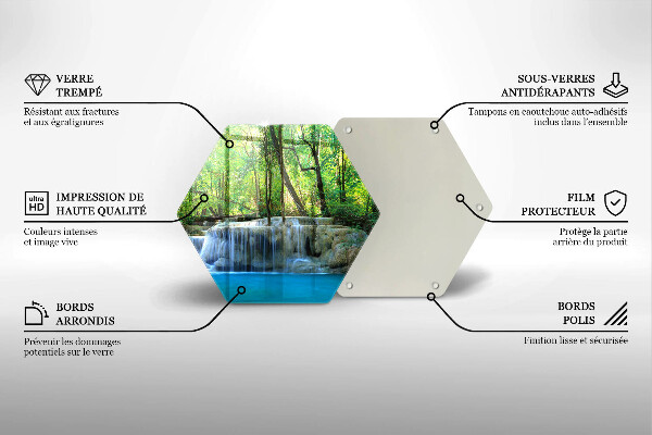 Üveg vágódeszka Vízesés az erdőben