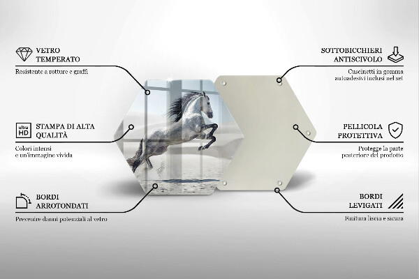 Üveg vágódeszka Fehér lólovas