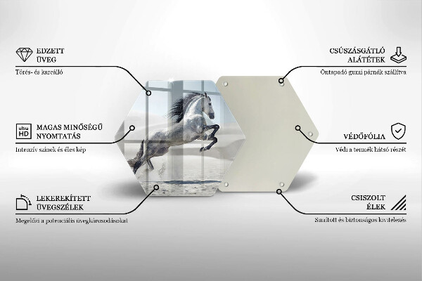 Üveg vágódeszka Fehér lólovas