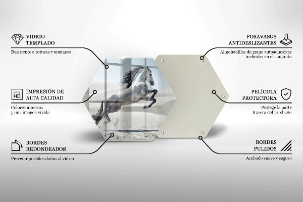 Üveg vágódeszka Fehér lólovas