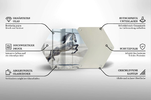Üveg vágódeszka Fehér lólovas