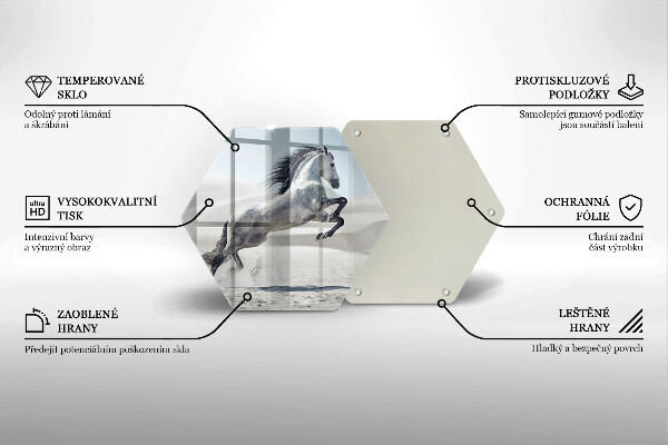 Üveg vágódeszka Fehér lólovas