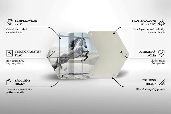 Üveg vágódeszka Fehér lólovas