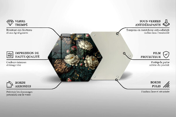 Üveg vágódeszka Vintage bazsarózsa virágok