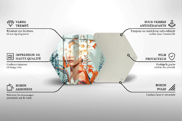 Üveg vágódeszka Nő virágban