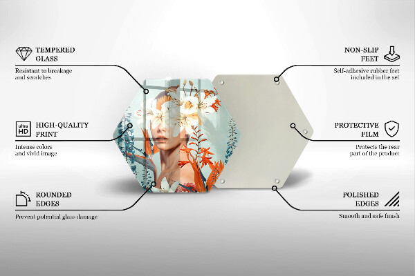 Üveg vágódeszka Nő virágban