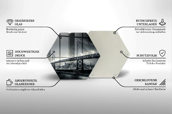 Üveg vágódeszka Benjamin Franklin híd